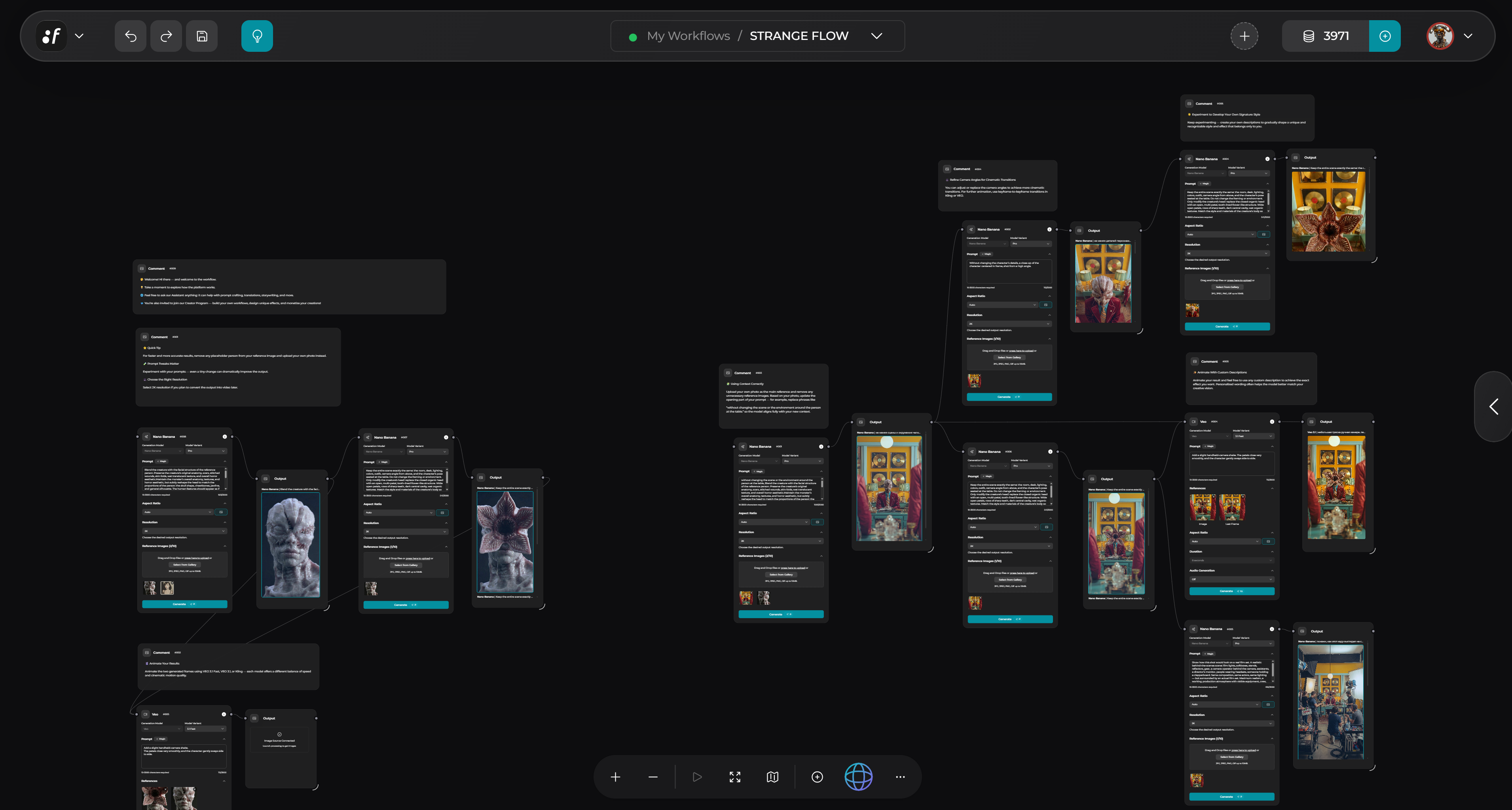 STRANGE FLOW workflow interface preview